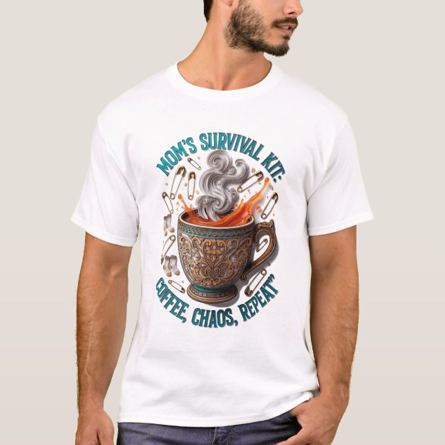 Camiseta do Kit de Sobrevivência da Mamãe | Café,  (Frente)