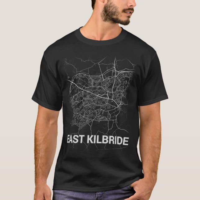 Camiseta Do leste - mapa da cidade do kilbride (LETRAS (Frente)