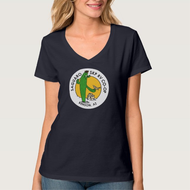 Camiseta do logotipo do pescoço-V feminino (Frente)