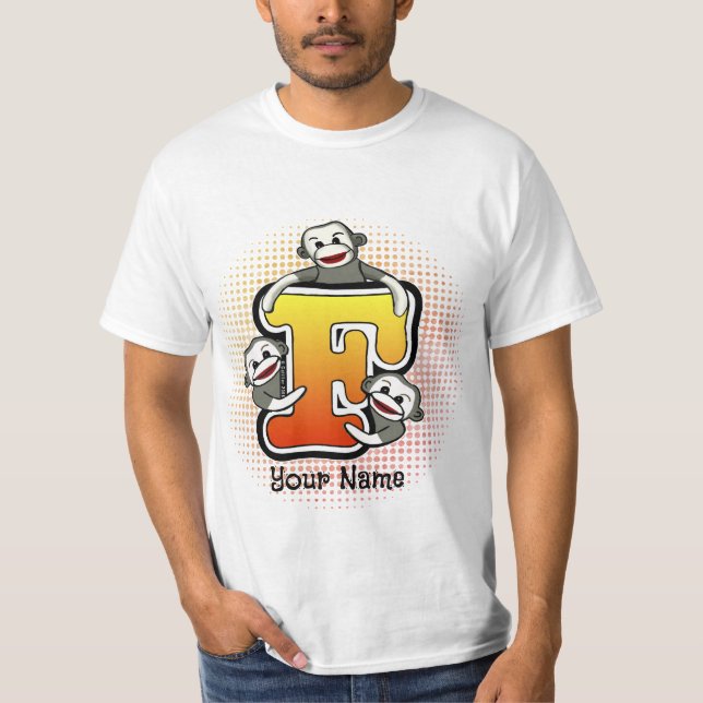 Camiseta do Macaco de Meia com Monograma F (Frente)