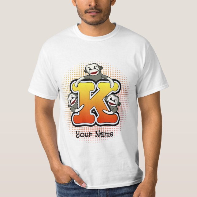 Camiseta do Macaco de Meia com Monograma K (Frente)