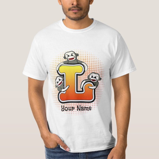 Camiseta do Macaco de Meia com Monograma L (Frente)