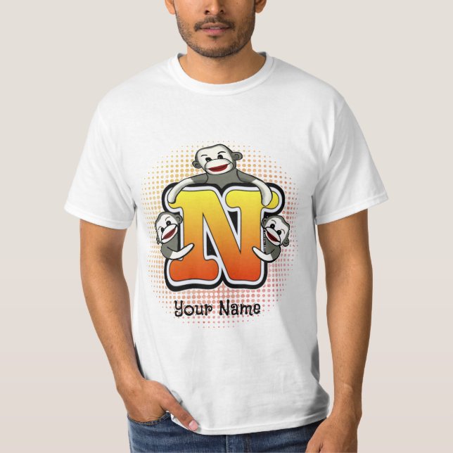 Camiseta do Macaco de Meia com Monograma N (Frente)