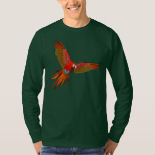 Camiseta Do macaw escarlate colorido da arte da mosca