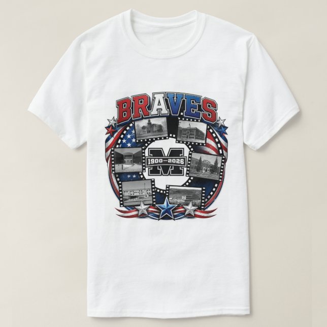 Camiseta do Mandan BRAVES High Schools (Frente do Design)