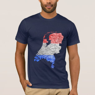 Camiseta do Mapa da Bandeira da Holanda