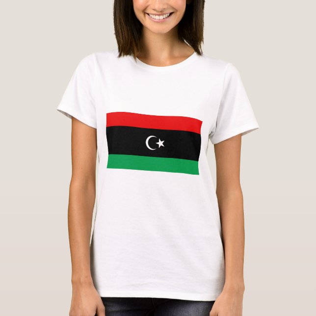 Camiseta do Mapa da Bandeira da Líbia (Frente)