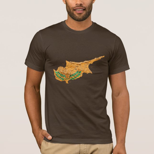 Camiseta do Mapa da Bandeira de Chipre (Frente)