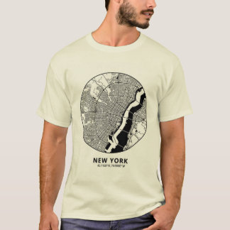 Camiseta do Mapa da Cidade de Nova York – Preto e
