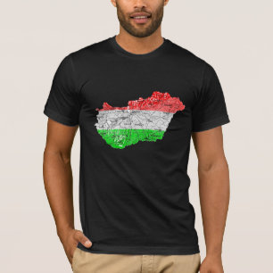 Camiseta do Mapa da Hungria com as Cores da Bandei