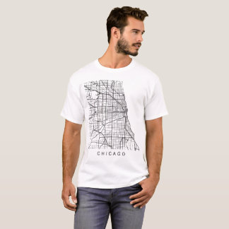 Camiseta Do mapa de ruas minimalista da cidade de Chicago