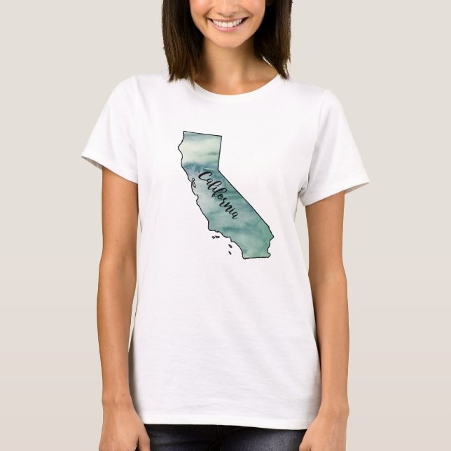 Camiseta do Mapa do Estado da Califórnia (Frente)
