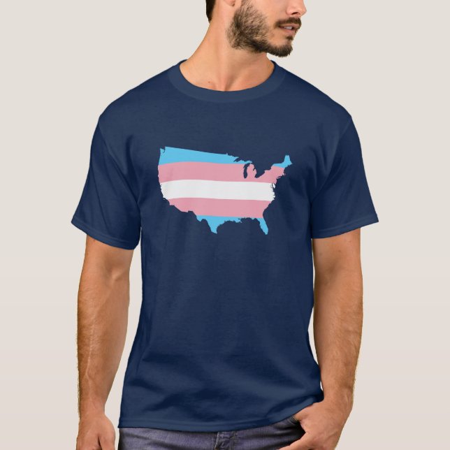 Camiseta do mapa do orgulho transgênero americano (Frente)