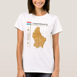 Camiseta do Mapa e Bandeira do Luxemburgo + Título