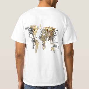 Camiseta do Mapa Mundial Vintage, Geografia Artíst