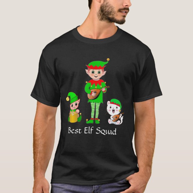 Camiseta do Melhor Esquadrão Elf de Natal Moderno (Frente)
