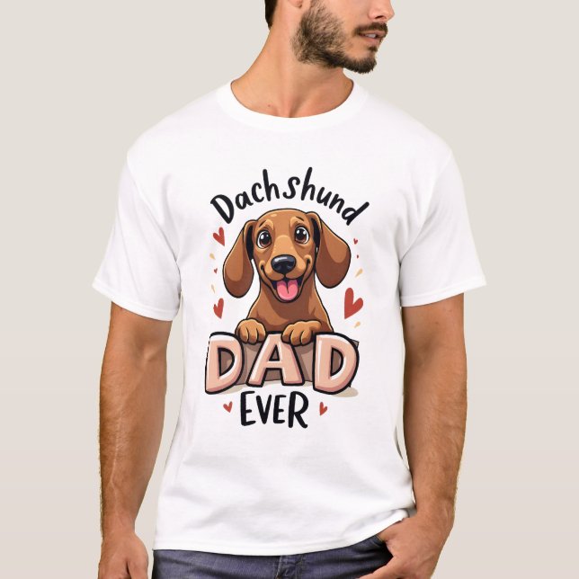 Camiseta do Melhor Pai Dachshund de Sempre (Frente)