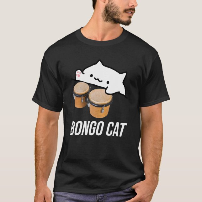 camiseta do meme do gato bongo com um gato bongo f (Frente)