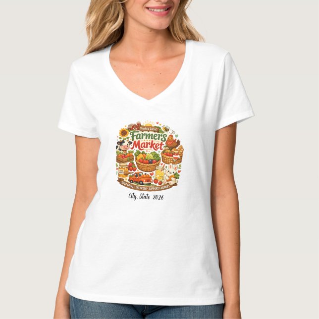 Camiseta do Mercado de Agricultores Fofos – Fazend (Frente)
