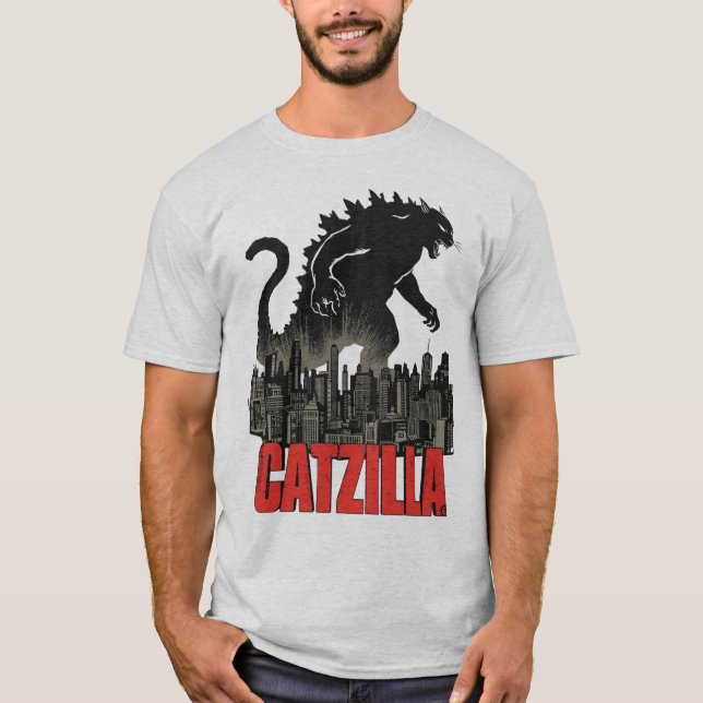 Camiseta do Monstro Gato Funny Catzilla (Frente)