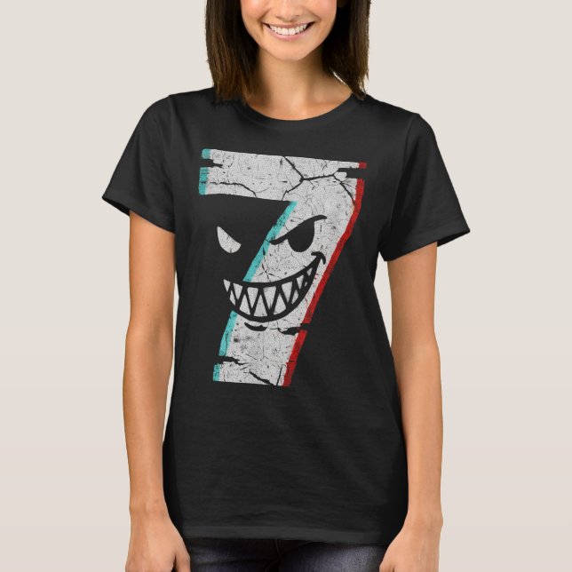Camiseta do Número 7 Mau - Piada do 7 Comeu 9 Meme (Frente)