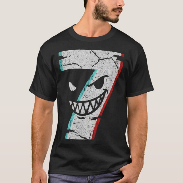 Camiseta do Número 7 Mau - Piada do 7 Comeu 9 Meme (Frente)