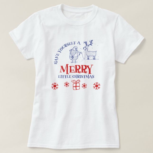 Camiseta do Papai Noel e Rena (Frente do Design)