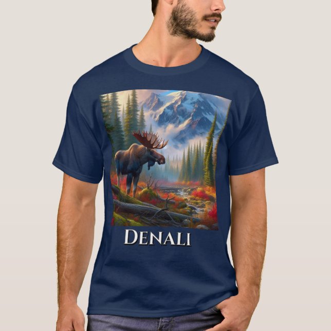 Camiseta do Parque Nacional Denali do Alce do Alas (Frente)