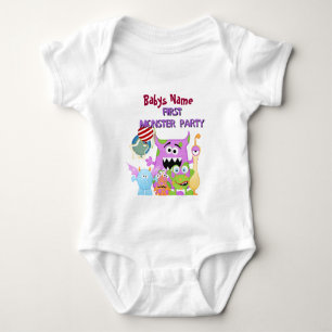 Camiseta do partido do monstro dos bebês adoráve