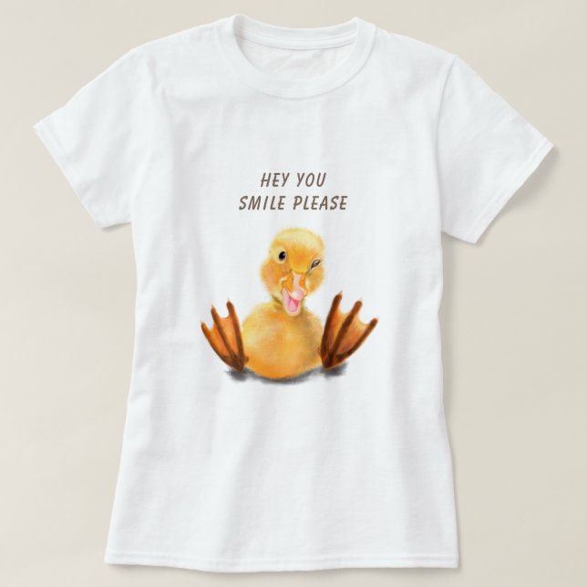 Camiseta do Pato Amarelo Engraçado com Texto Atrae (Frente do Design)