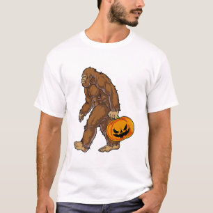 Camiseta do Pé Grande Sasquatch Carregando Abóbora