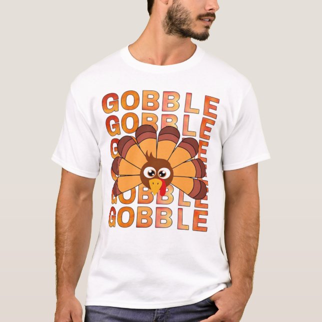 Camiseta do peru gobble gobble, outono, camiseta d (Frente)