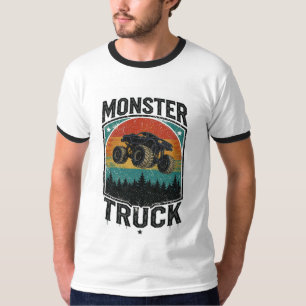 Camiseta do pôr do sol do caminhão monstro vintage