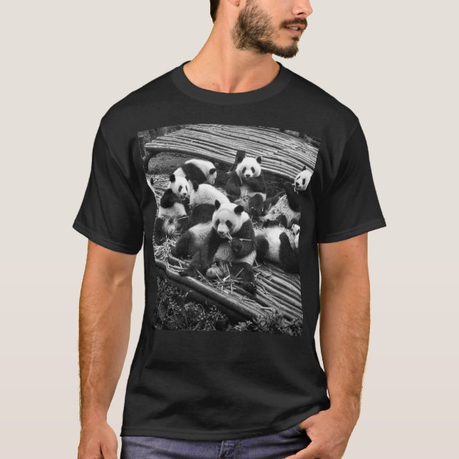 Camiseta do preto do partido da panda (Frente)