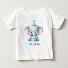 Camiseta do Primeiro Aniversário de Elefante Fofo