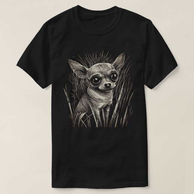 Camiseta do Quadro de Arranhões de Chihuahua (Frente do Design)