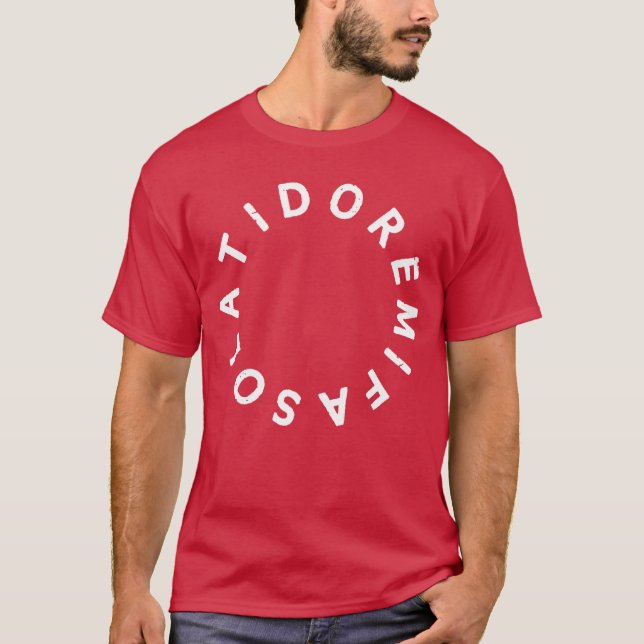 Camiseta Do Re Mi Fa So Lai Do Círculo de Solfejo Cantor Mú (Frente)