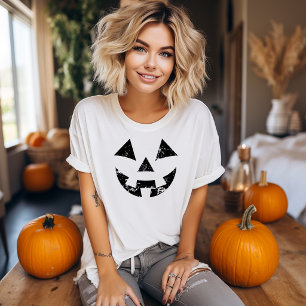 Camiseta do rosto da abóbora de Halloween