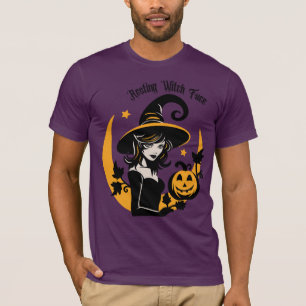 Camiseta do rosto da bruxa em repouso - Na moda Ha