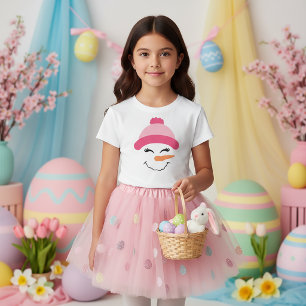 Camiseta do Rosto de Boneco de Neve com Chapéu Ros