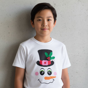 Camiseta do Rosto do Boneco de Neve Com Chapéu par
