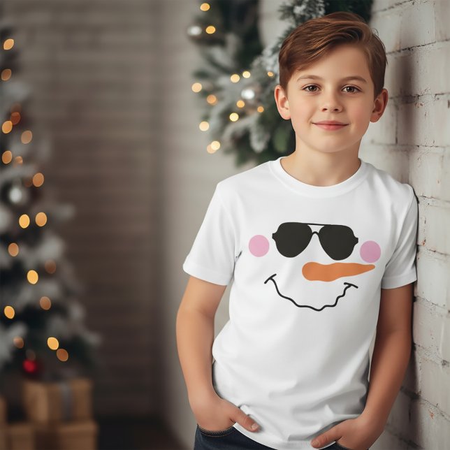 Camiseta do Rosto do Boneco de Neve com Óculos par (Criador carregado)