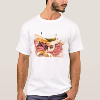 Camiseta do sanduíche do supermercado fino de