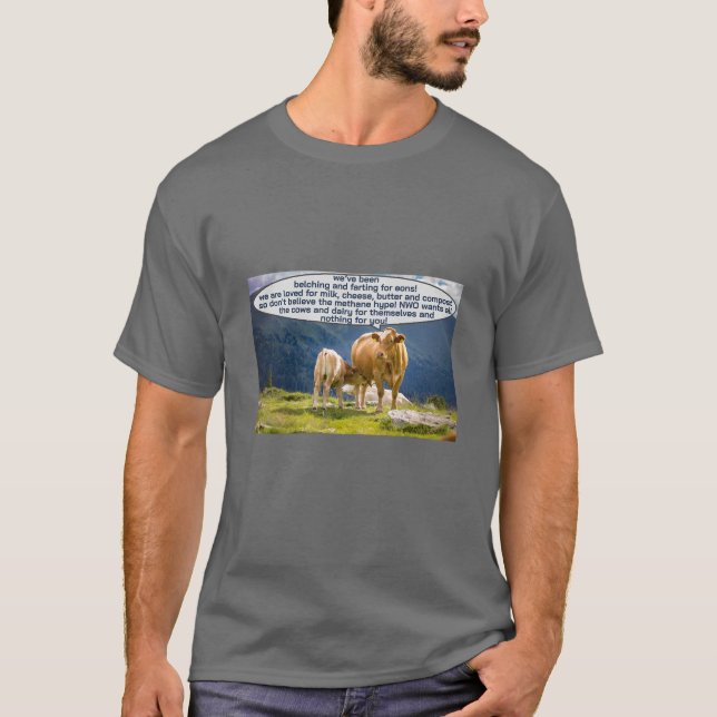Camiseta do senso comum da vaca (escuro) (Frente)