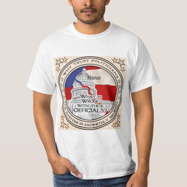 Camiseta do sistema político quebrada (Frente)