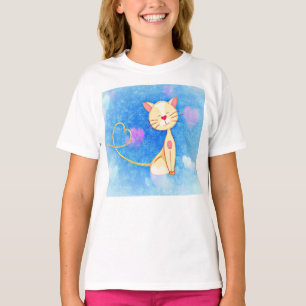 Camiseta do sorriso bonito dos corações do animal de