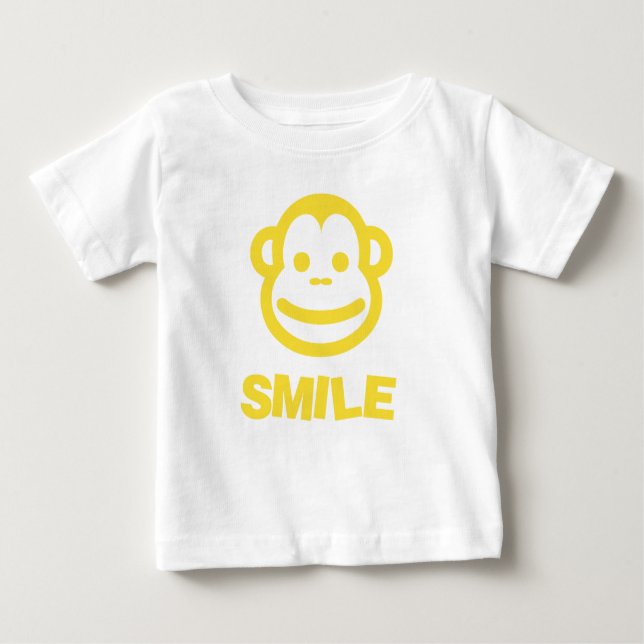 Camiseta do Sorriso do Bebê com macaco-prego (Frente)