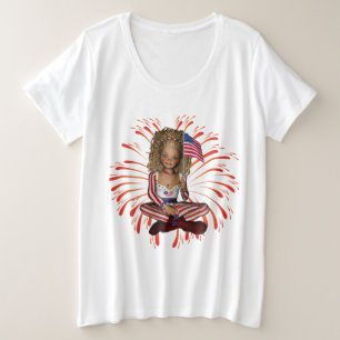 Camiseta do tamanho 4 de julho com sinalizador