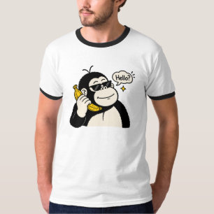 Camiseta do Telefone de Banana do Gorila Engraçado