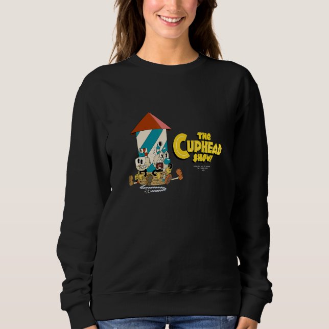 Camiseta do The Cuphead Show Cuphead e Mugman Rock (Frente)